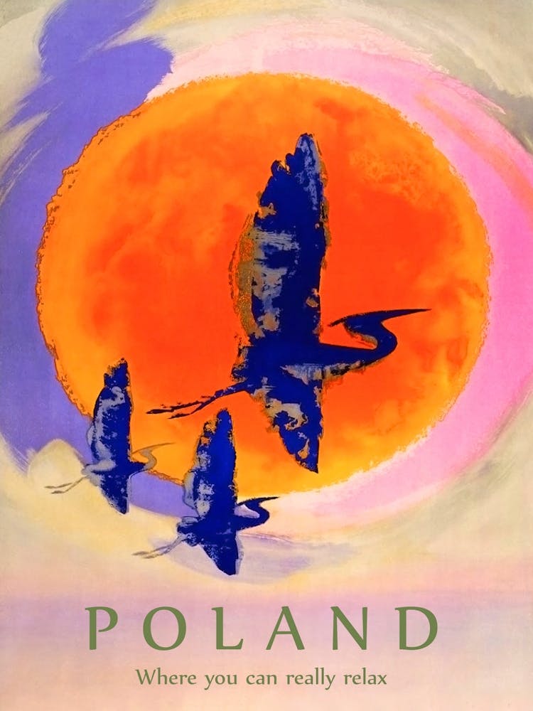 Poland On Summer Vintage Travel Poster