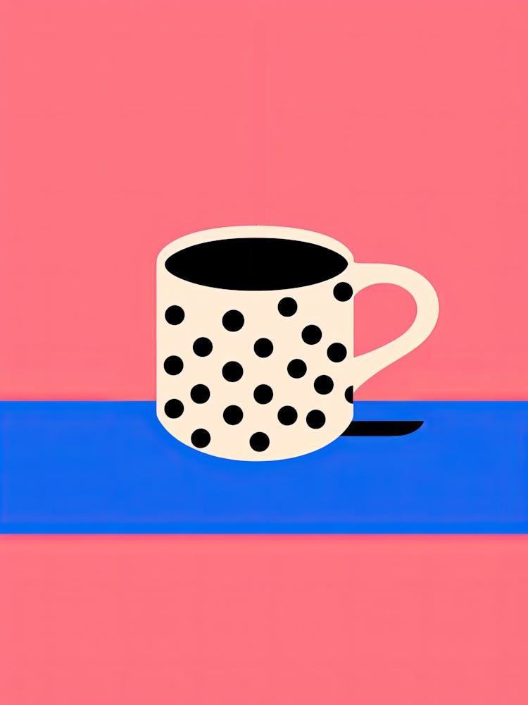 Coffee Mug Blue And Pink Illustration