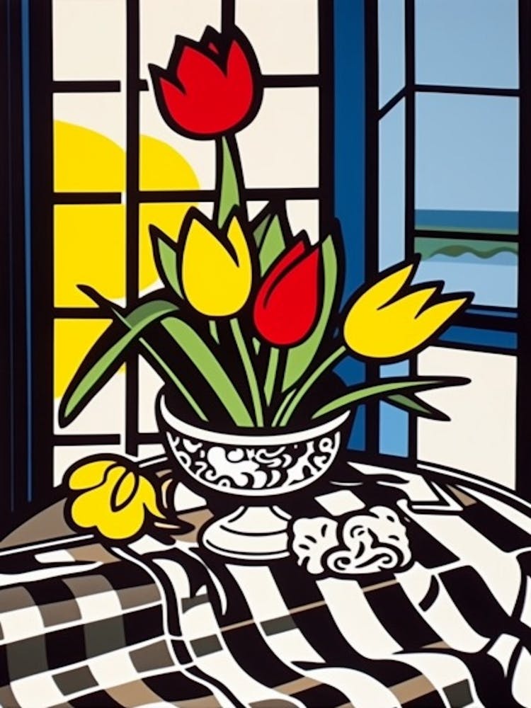 Tulips Flower Still Life  4 Pop Art Style