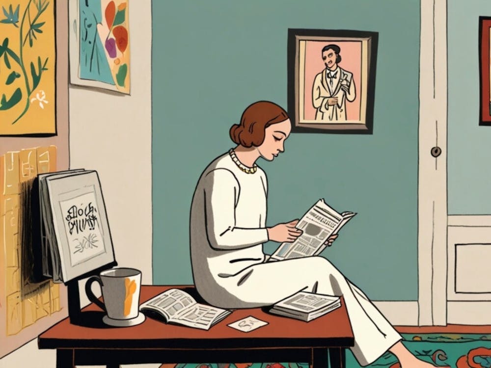 Woman Reading A Newspaper