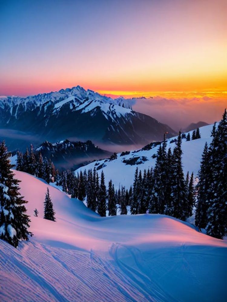 Obertauern, Austria Sunrise Skiing Poster