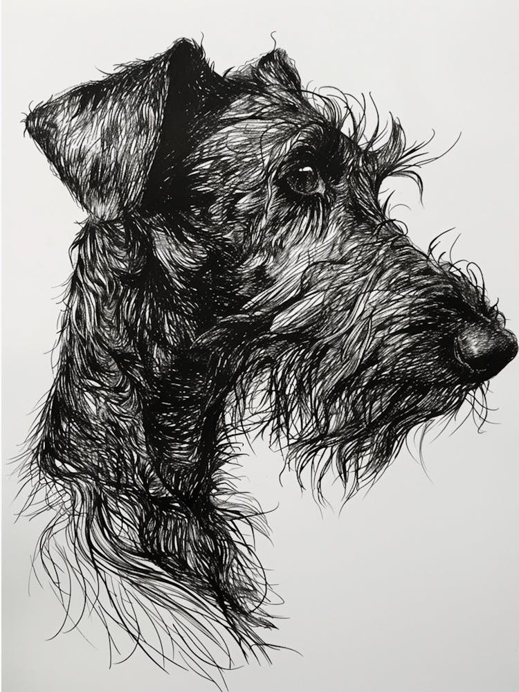 Irish Wolfhound Terrier Hund Linienzeichnung 2