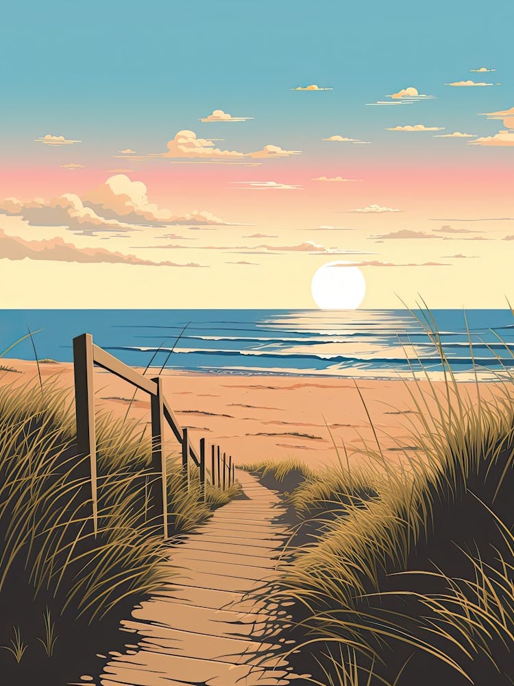 Outer Banks North Carolina, Usa, Flat Illustration 2