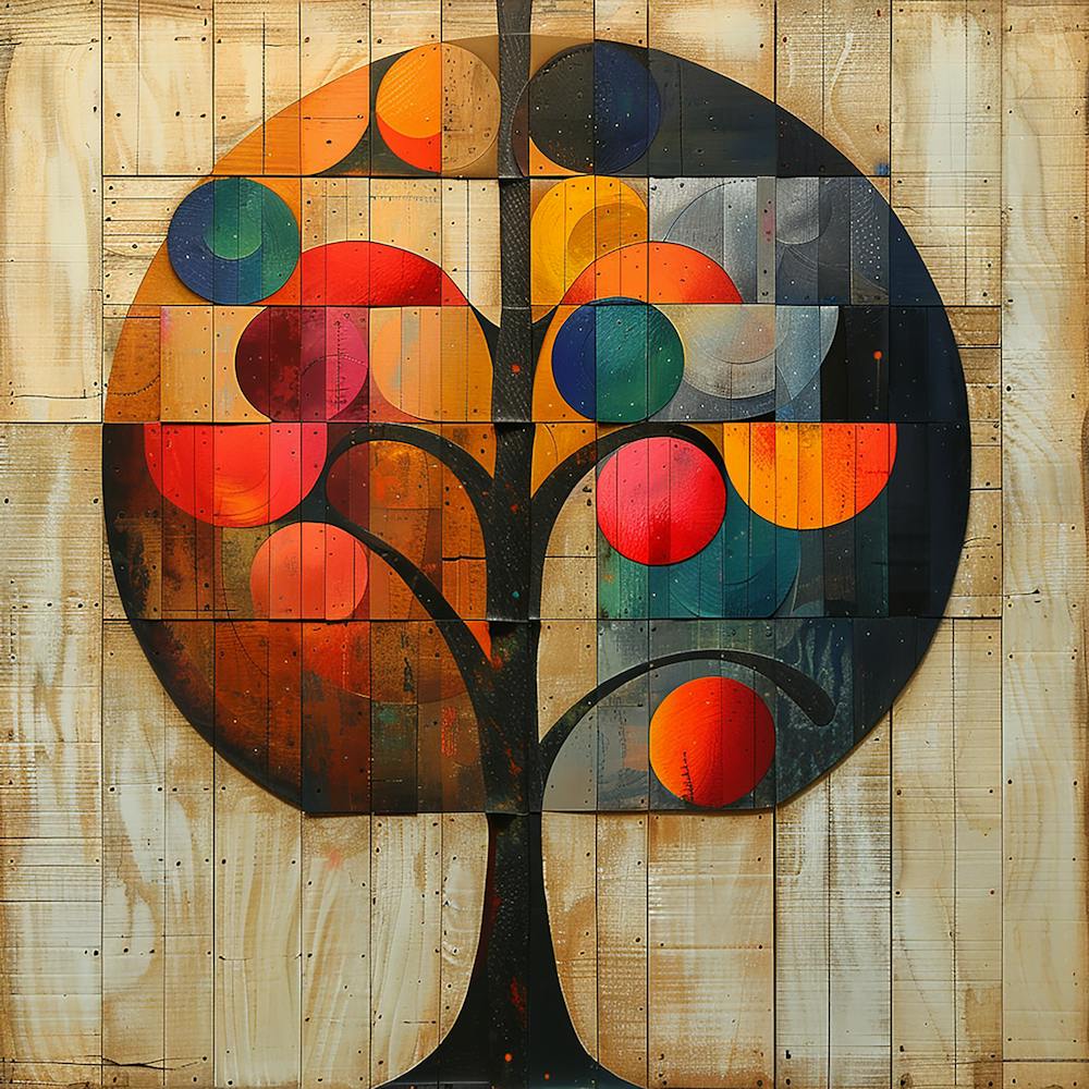 Tree Of Life - colorful cubism, cubism, cubist art,    abstract art, abstract painting  city wall art, colorful wall art, home decor, minimal art, modern wall art, wall art, wall decoration, wall print colourful wall art, decor wall art, digital art, digi