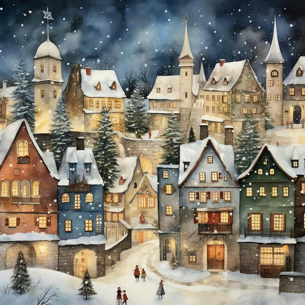 Alvarocz Christmas Village Art Watercolor Fc0e8cd8 8791 4fec Bc8c 5128a1890ddf