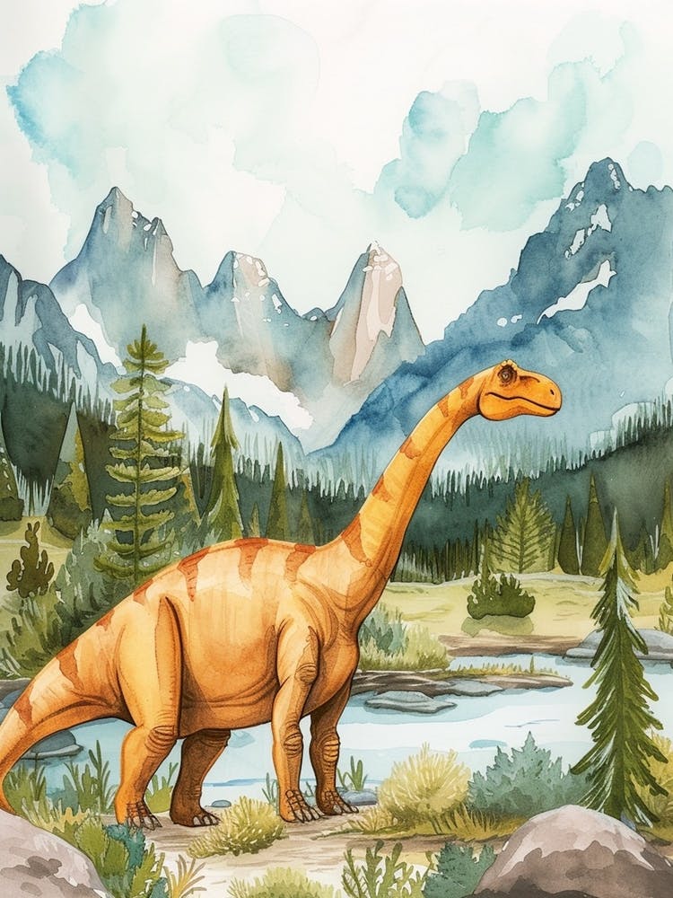 Watercolour Of A Edmontosaurus Dinosaur 3