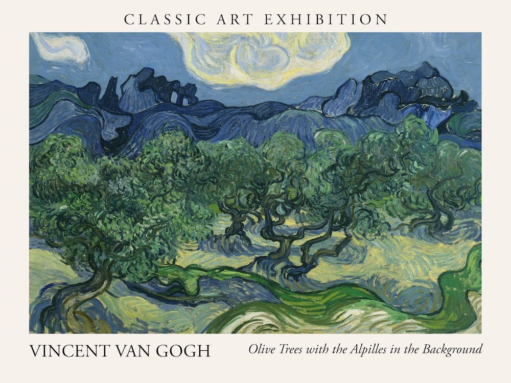 Olive Trees With The Alpilles In The Background, Vincent Van Gogh Poster