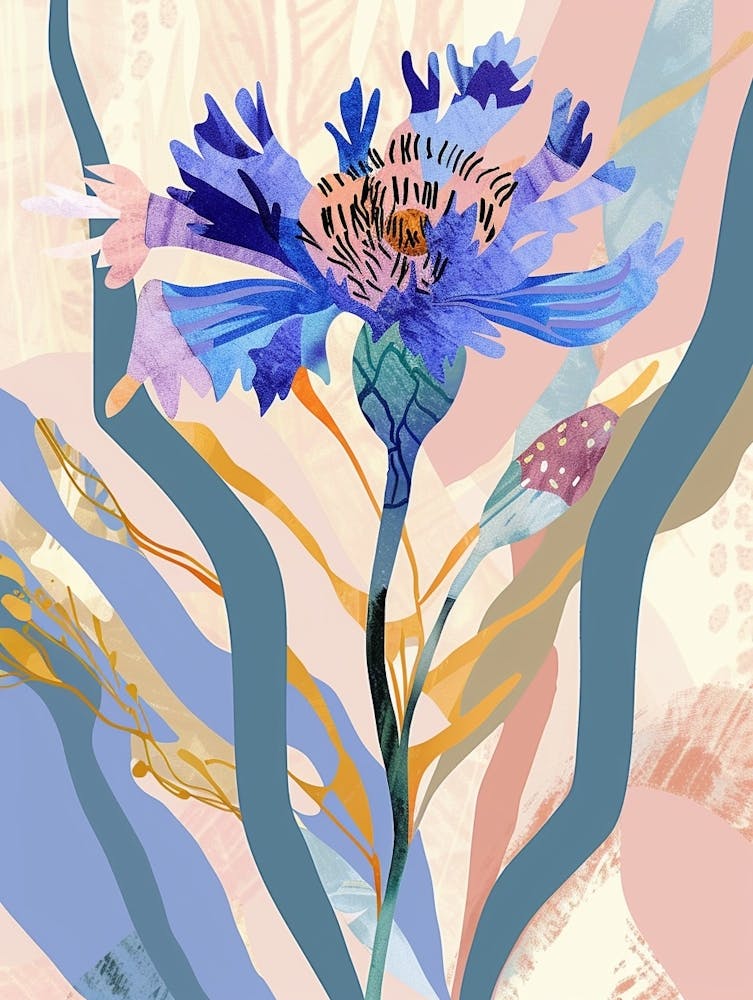 Colourful Flower Illustration Cornflower 1