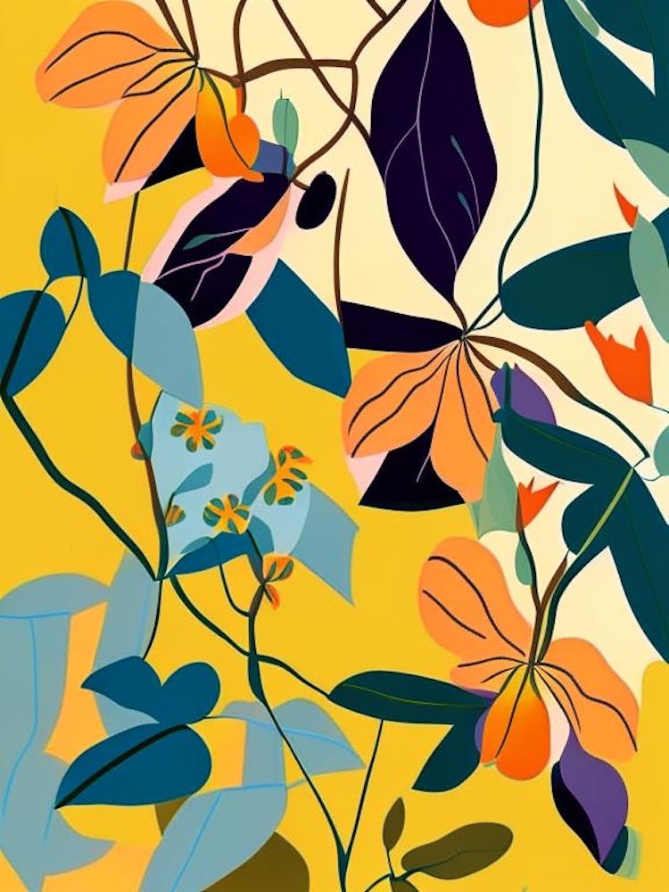 Trumpet Vine Wildflower Modern Muted Colours