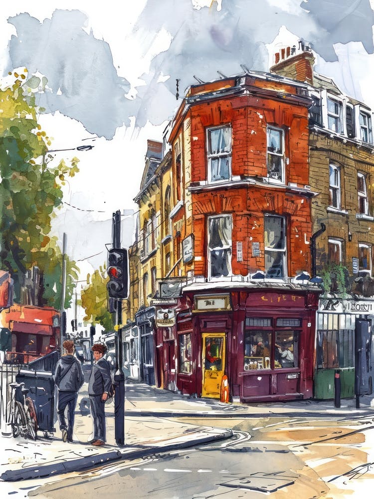Camden London Borough   Street Watercolour 2