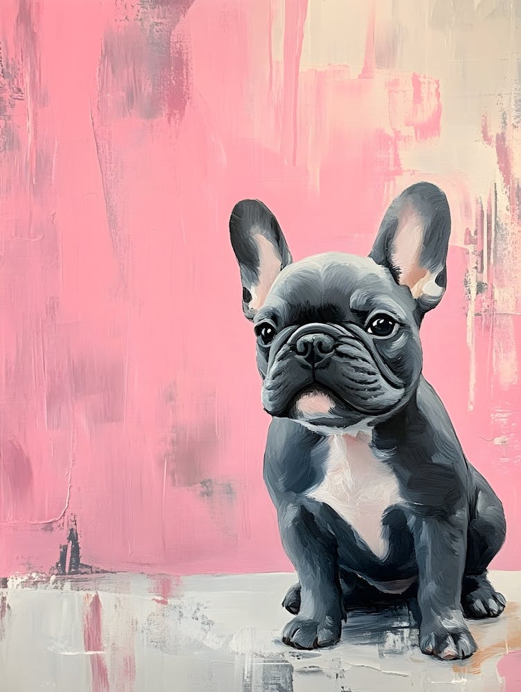 Minimal Frenchie With Pink Background 2