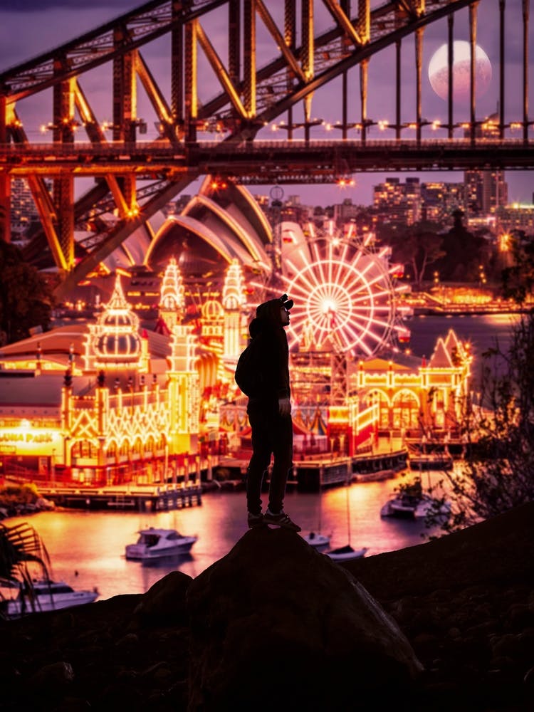 Sydney Harbor Bridge At Night