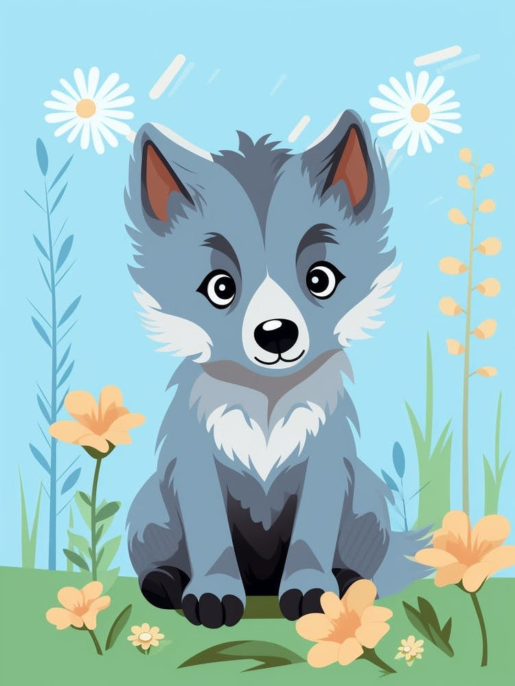 Baby Animal Illustration  Wolf 1
