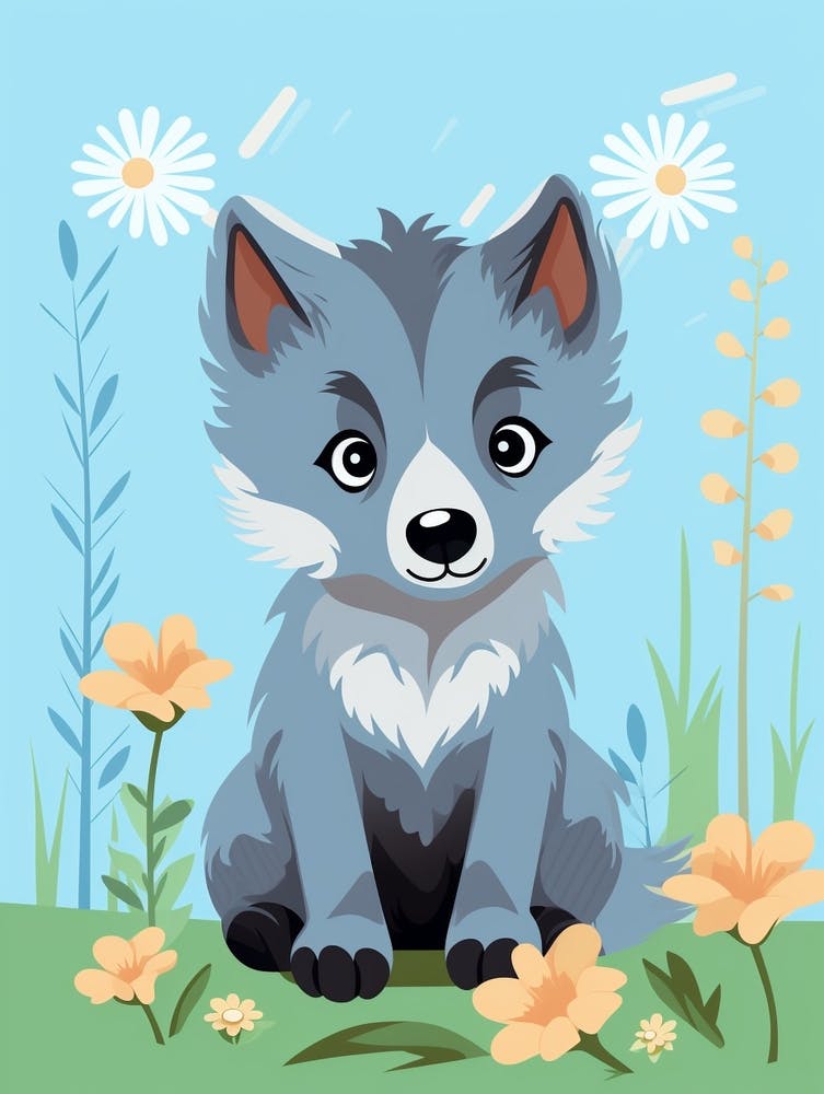 Baby Animal Illustration  Wolf 1