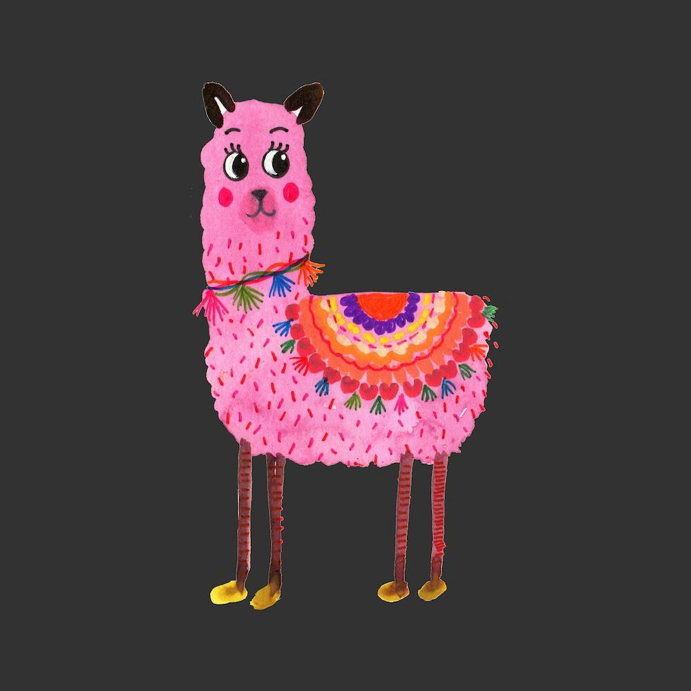 Llama Black Square