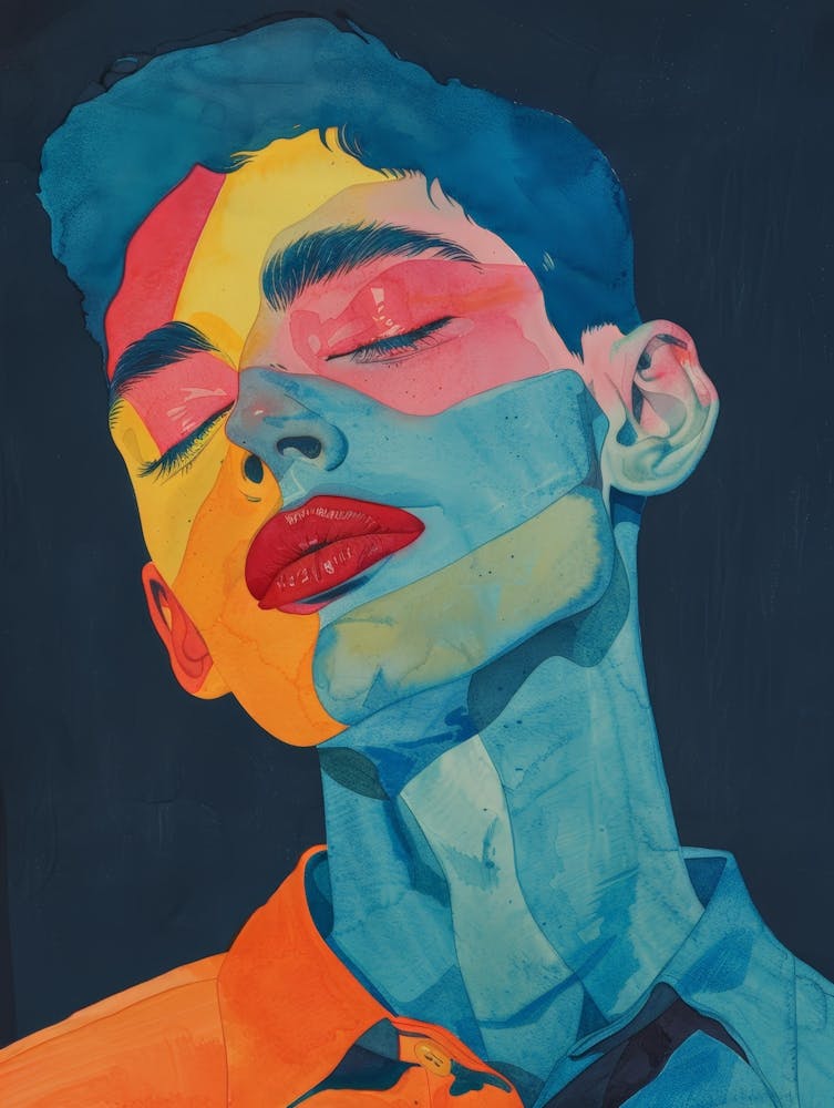 Homme au Visage Coloré