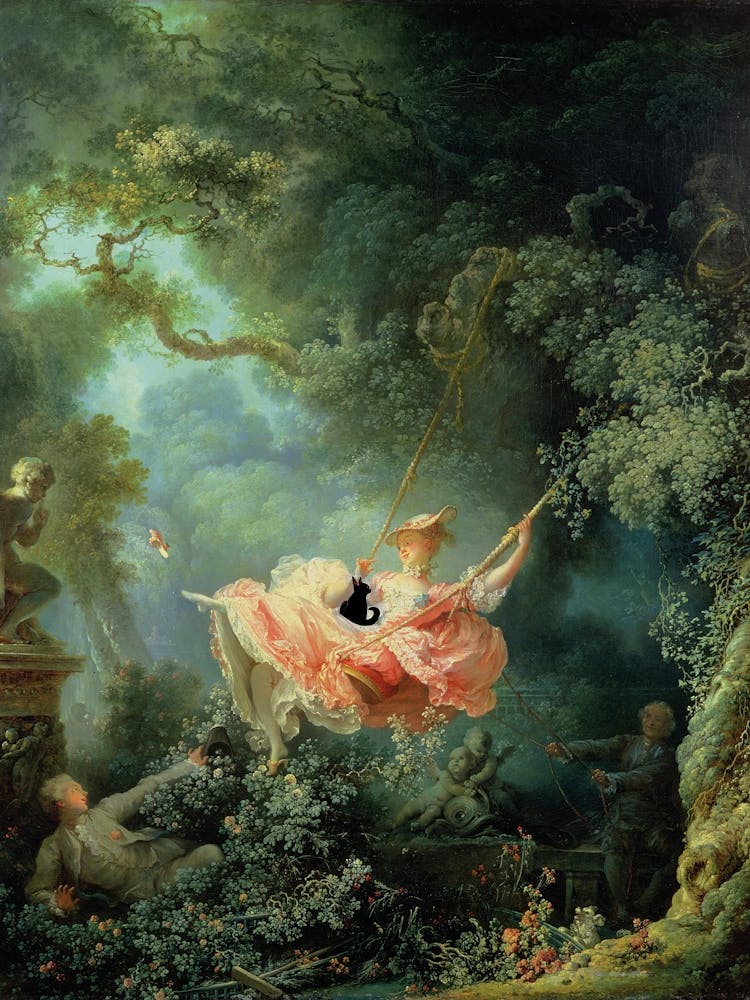 The Swing Black Cat Inspired By Jean Honoré Fragonard