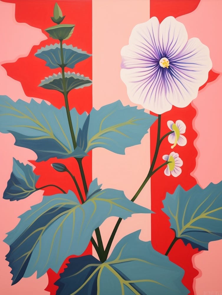 Hollyhock 2 Hilma Af Klint Inspired Pastel Flower Painting