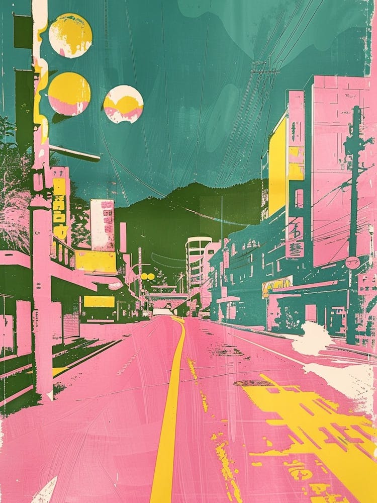 Nagasaki Japan Retro Duotone Silkscreen 2