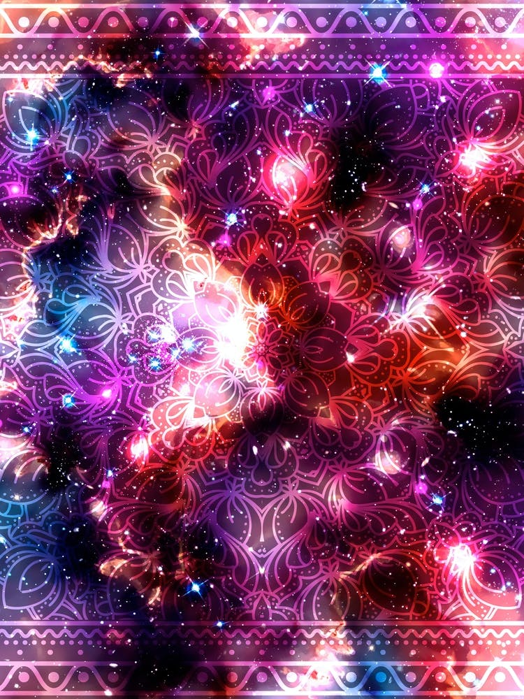Cosmic mandala #12 - space neon poster