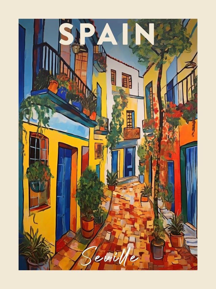 Seville Spain 5 Fauvist Painting Travel Poster
