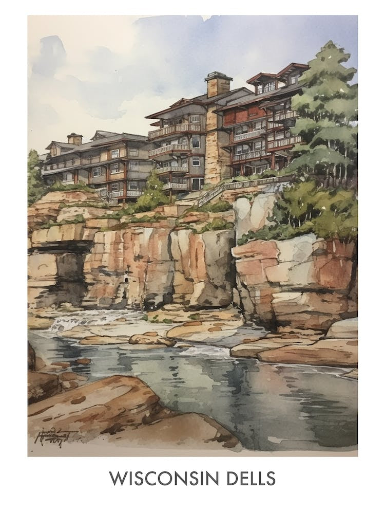 Wisconsin Dells Watercolor 3travel Poster