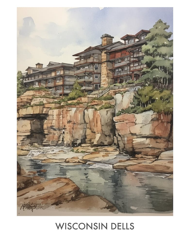 Wisconsin Dells Watercolor 3travel Poster