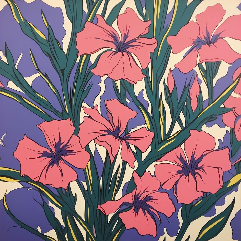 Flax Flower 2 Pop Art Illustration Square