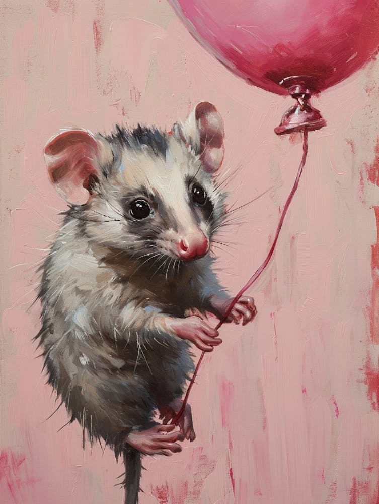 Cute Opossum 3 With Balloon