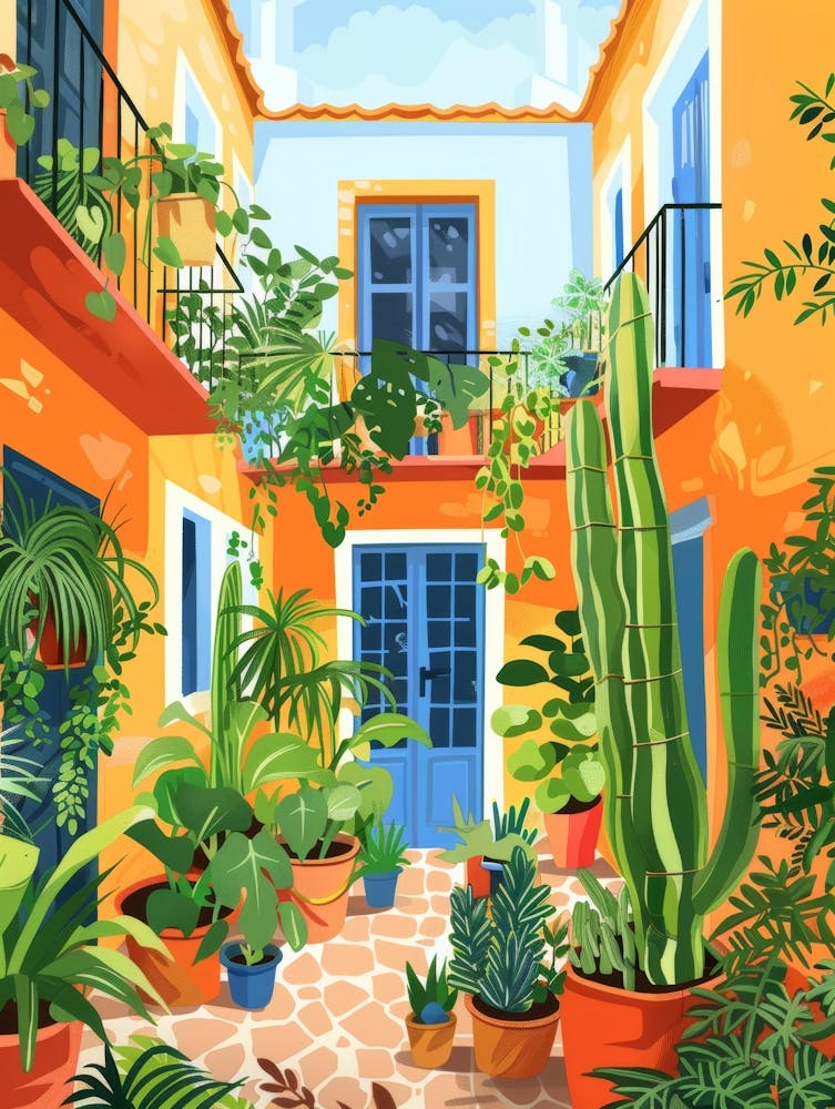 Courtyard With Potted Plants 1