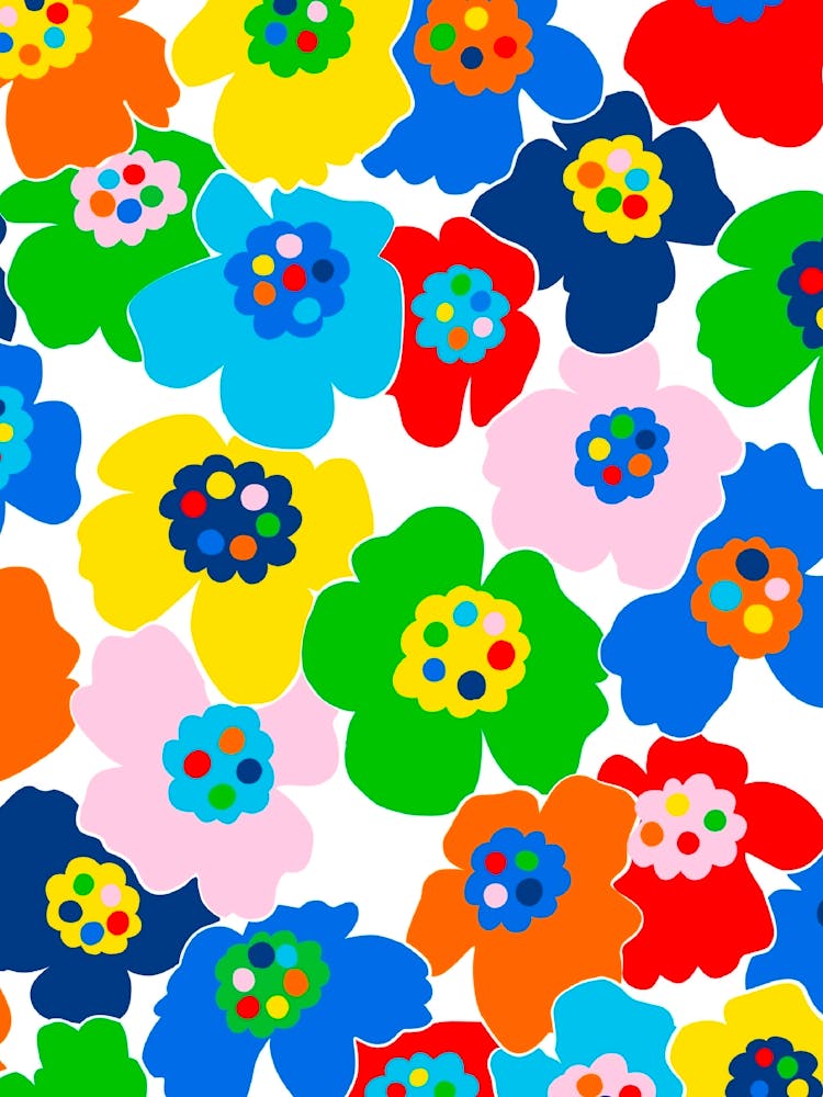 Colourful abstract floral print