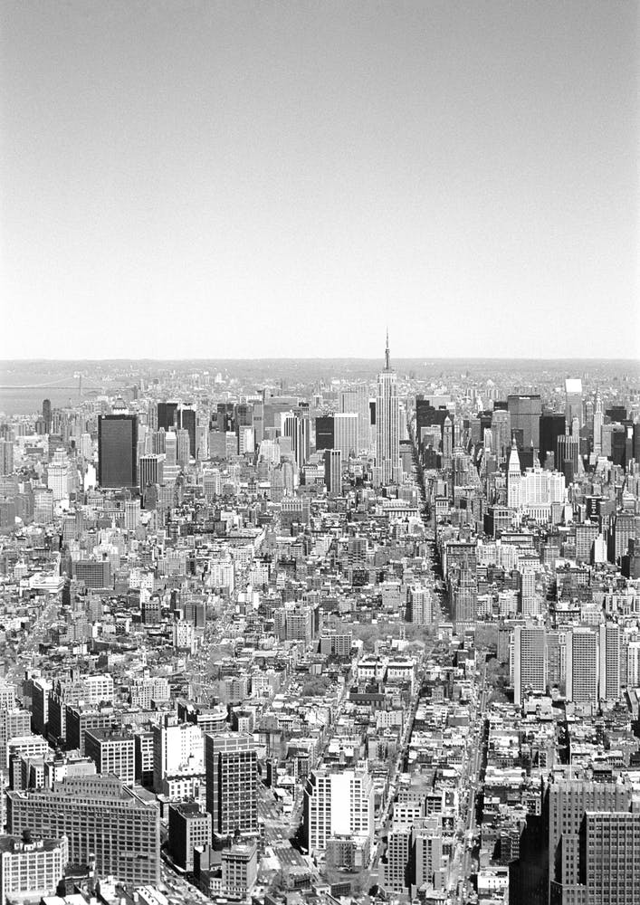 Manhattan Uptown Aerial View In Black And White