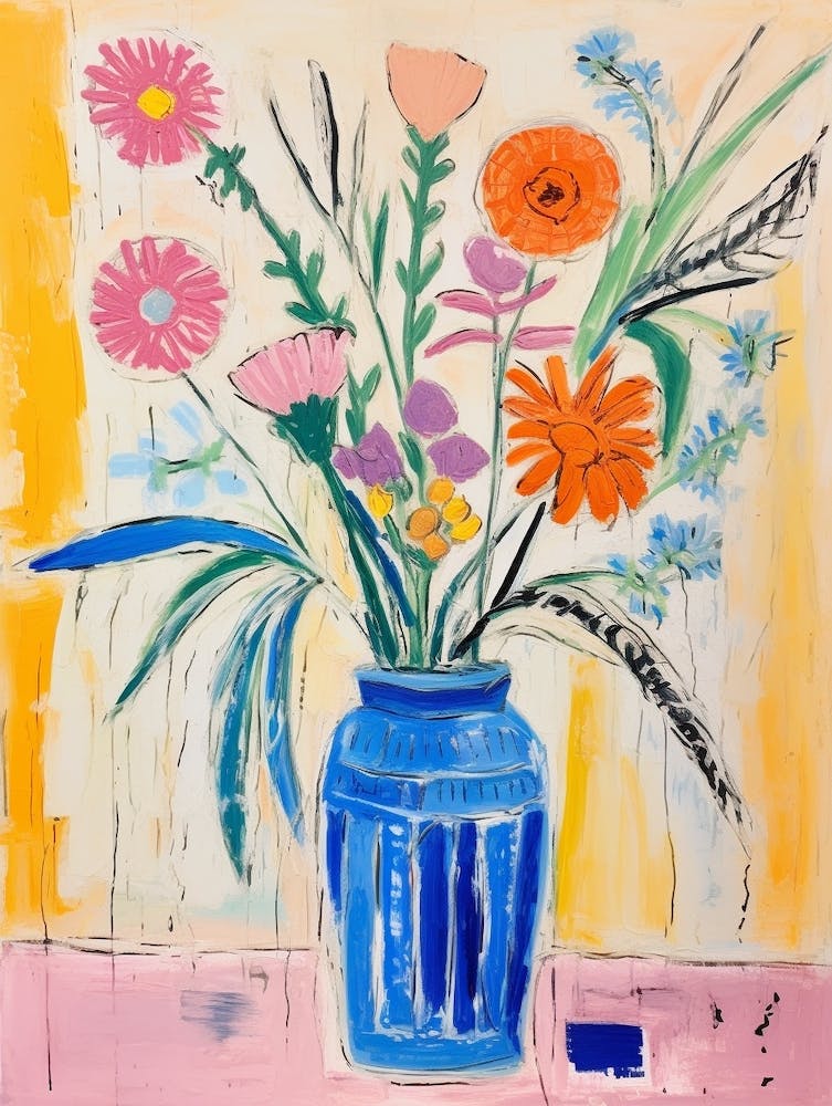 Flower Painting Fauvist Style Cornflower 2