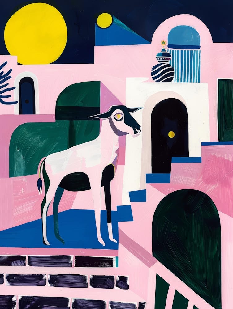 Goat In Pink House