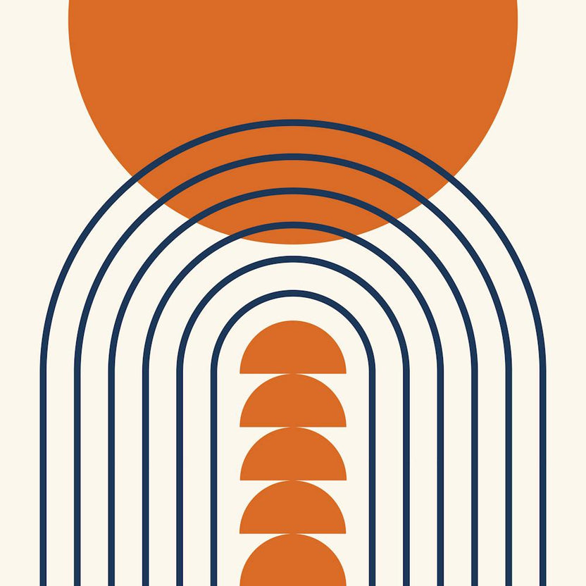 Modern Mid Century Gateway Sun Rainbow 13 In Navy Blue Orange 02