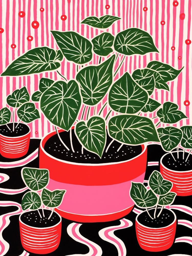 Pink And Red Plant Illustration Fittonia White Anne 1