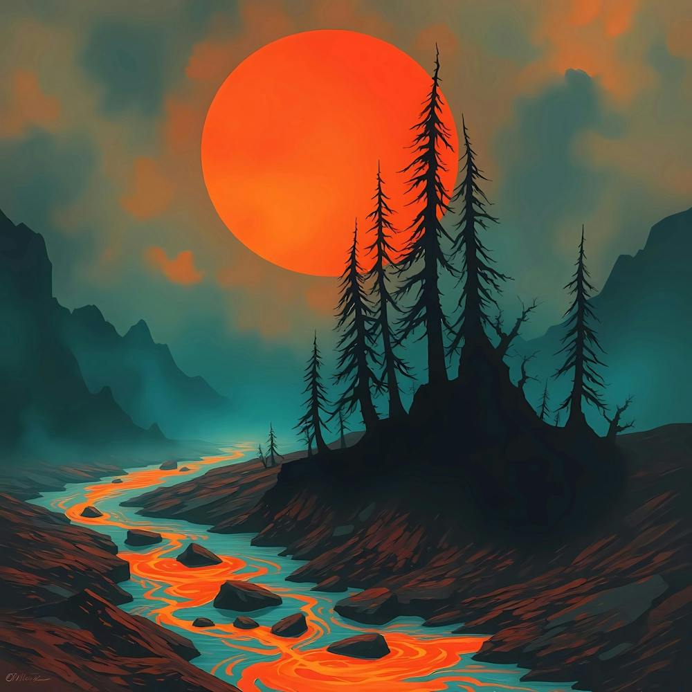 Sonnenuntergang Über Einem Fluss 1