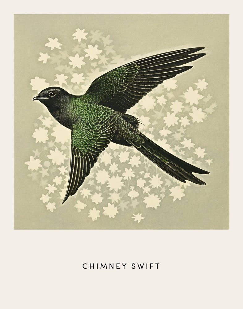 Ohara Koson Inspired Bird Painting Chimney Swift 2 Poster