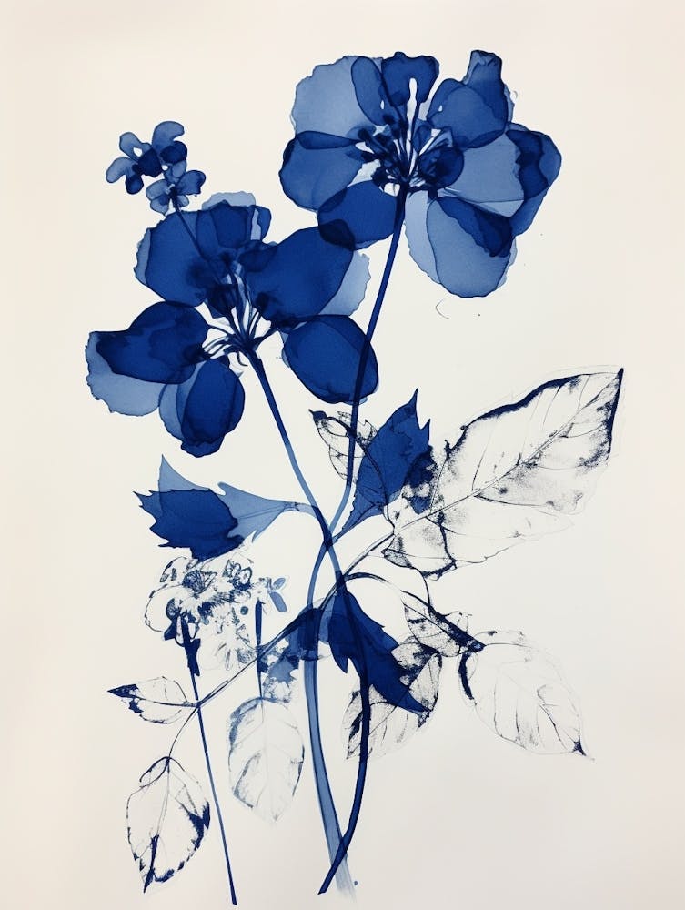 Blue Botanical Orchid 1