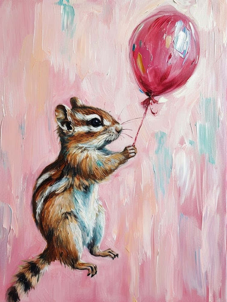 Cute Chipmunk 4 With Balloon