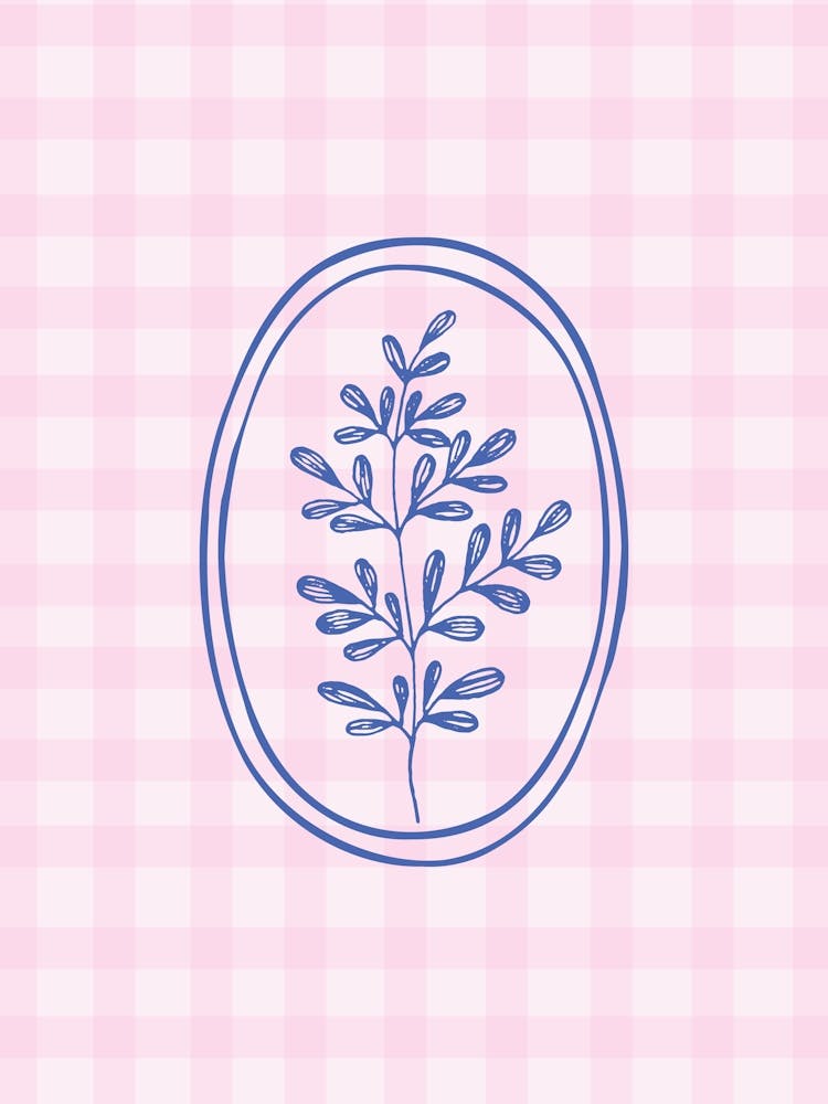 Blue Flower Gingham Poster
