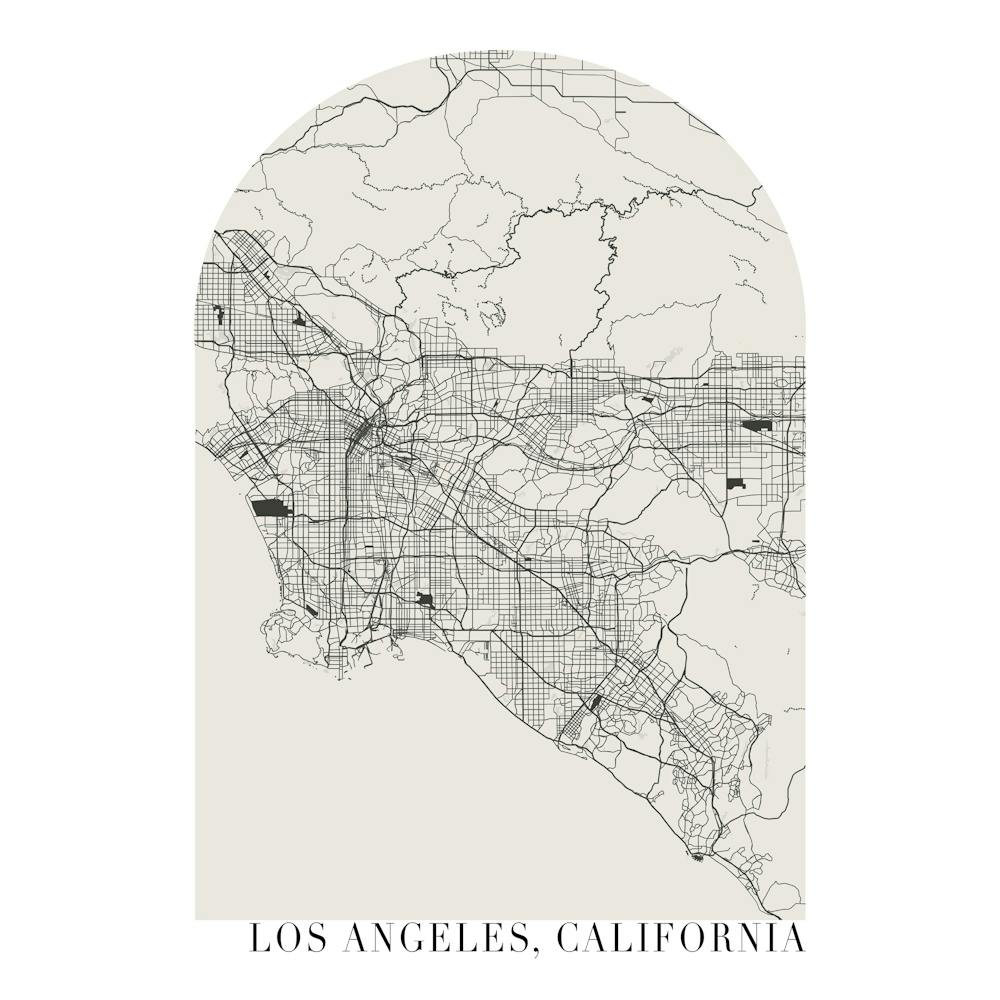 Los Angeles California Boho Minimal Arch Street Map