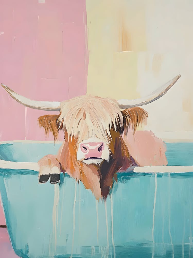 Highland Cow In Tub