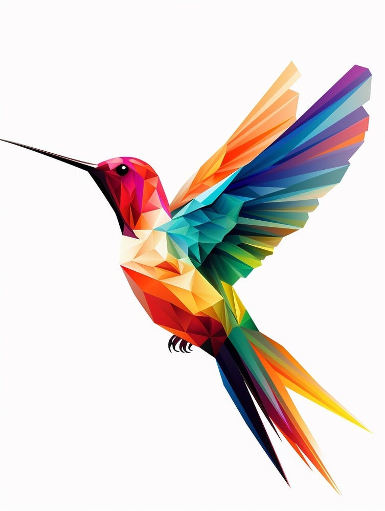 Colourful Geometric Bird Hummingbird 1