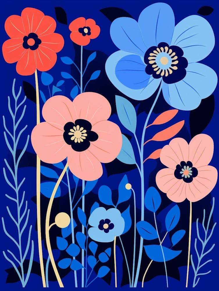 Blue Flower Illustration Cosmos 4