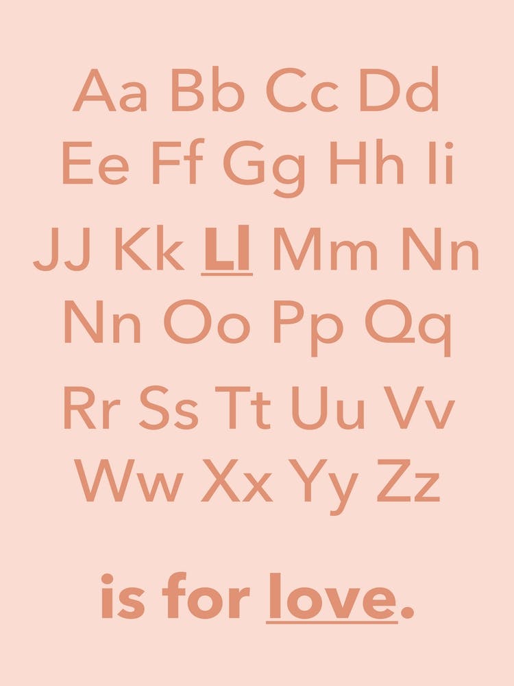 Abc Alphabet Love Pink Pastel
