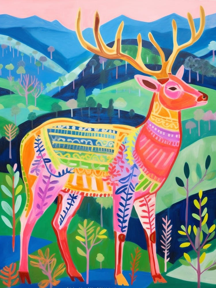 Maximalist Animal Painting Elk 1