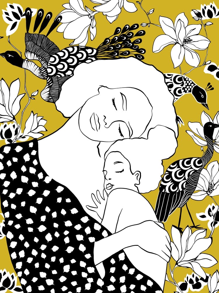 Mother And Daughter (yellow background)