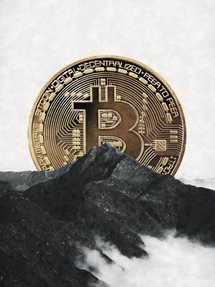 Bitcoin Rising Behind The Mountain