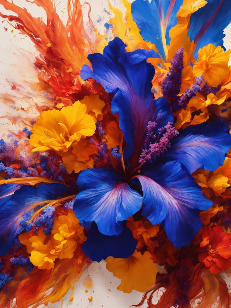 Blue And Orange Flowers